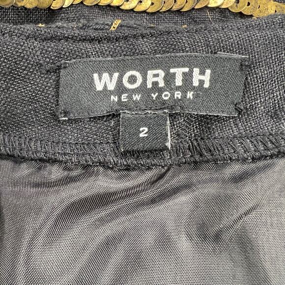 Worth New York Black Custom Maximalist Mixed Metals Beaded Artistry Skirt Size 2 - Picture 3 of 16